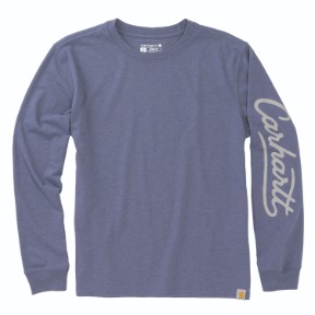 WOMENS CARHARTT IRVINE LOOSE LONG SLEEVE LOGO T-SHIRT- APPROACHING STORM