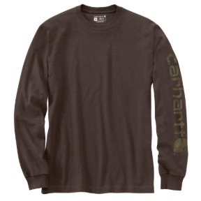 CARHARTT WORKWEAR LONG-SLEEVE GRAPHIC LOGO T-SHIRT - DARK CLOVE HEATHER