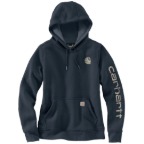 WOMEN'S RELAXED FIT MIDWEIGHT LOGO SLEEVE GRAPHIC SWEATSHIRT - DEEP SMOKE