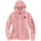 WOMEN'S RELAXED FIT MIDWEIGHT LOGO SLEEVE GRAPHIC SWEATSHIRT - FADED ROSE