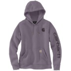 WOMEN'S RELAXED FIT MIDWEIGHT LOGO SLEEVE GRAPHIC SWEATSHIRT - WOOD VIOLET