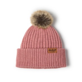 CARHARTT WOMEN'S WOOL BLEND POM-POM BEANIE- ROSE TINT NEP