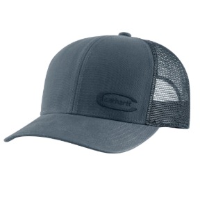 CARHARTT CANVAS MESH-BACK EMBOSSED CAP- IRON BLUE