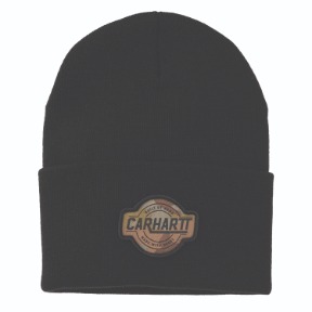 CARHARTT CAMO PATCH CUFFED BEANIE- BLACK