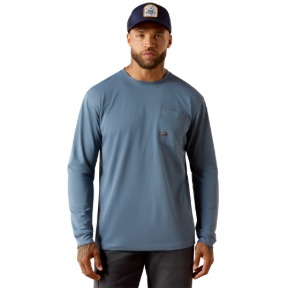 ARIAT REBAR HEAT FIGHTER STAPLE T-SHIRT- BALEEN BLUE