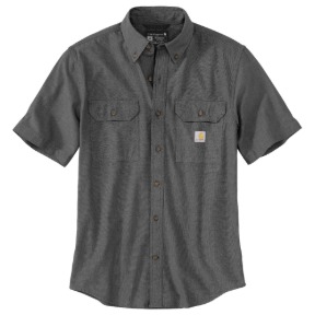 CARHARTT LOOSE FIT MIDWEIGHT CHAMBRAY SHORT-SLEEVE SHIRT- LIGHT BLACK