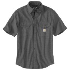 CARHARTT LOOSE FIT MIDWEIGHT CHAMBRAY SHORT-SLEEVE SHIRT- LIGHT BLACK