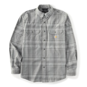CARHARTT MIDWEIGHT CHAMBRAY LONG SLEEVE PLAID SHIRT- ASPHALT/SHADOW