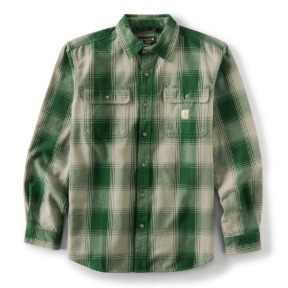CARHARTT HUBBARD LONG SLEEVE PLAID SHIRT- DOUGLAS FIR