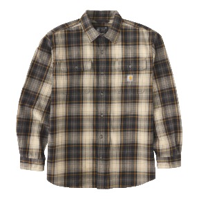 CARHARTT HUBBARD LONG SLEEVE PLAID SHIRT- BLACK