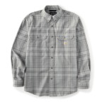 CARHARTT MIDWEIGHT CHAMBRAY LONG SLEEVE PLAID SHIRT- ASPHALT/SHADOW