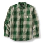CARHARTT HUBBARD LONG SLEEVE PLAID SHIRT- DOUGLAS FIR