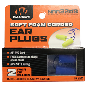 WALEKRS 2 PAIRS BLUE CORDED FOAM PLUG WITH PLASTIC CASE