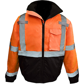 RADIANS CLASS 3 HIGH VISIBILITY WEATHERPROOF BOMBER JACKET W/QUILTED