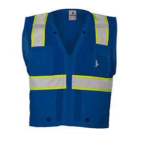 ML KISHIGO ENHANCED VISIBILITY MULTI POCKET MESH VEST - BLUE