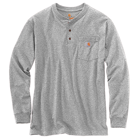 CARHARTT WORKWEAR LONG-SLEEVE HENLEY T-SHIRT - HEATHER GRAY