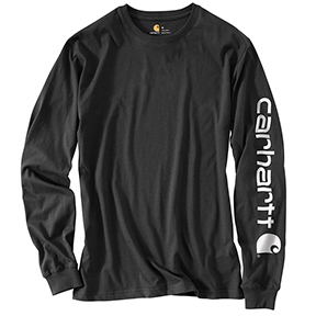 CARHARTT WORKWEAR LONG-SLEEVE GRAPHIC LOGO T-SHIRT - BLACK