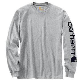 CARHARTT WORKWEAR LONG-SLEEVE GRAPHIC LOGO T-SHIRT - HEATHER GRAY