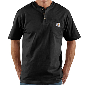 CARHARTT WORKWEAR SHORT-SLEEVE HENLEY T-SHIRT - BLACK