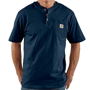 CARHARTT WORKWEAR SHORT-SLEEVE HENLEY T-SHIRT - NAVY