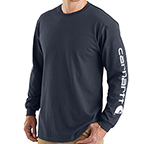 CARHARTT WORKWEAR LONG-SLEEVE GRAPHIC LOGO T-SHIRT - NAVY