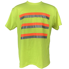 3-STRIPE SAFETY SHORT SLEEVE T-SHIRT FOR ENHANCED VISIBILITY - SAFETY GREEN