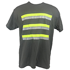 3-STRIPE SAFETY SHORT SLEEVE T-SHIRT FOR ENHANCED VISIBILITY - CHARCOAL