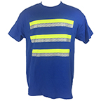 3-STRIPE SAFETY SHORT SLEEVE T-SHIRT FOR ENHANCED VISIBILITY - ROYAL BLUE