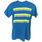 3-STRIPE SAFETY SHORT SLEEVE T-SHIRT FOR ENHANCED VISIBILITY - SAPPHIRE BLUE