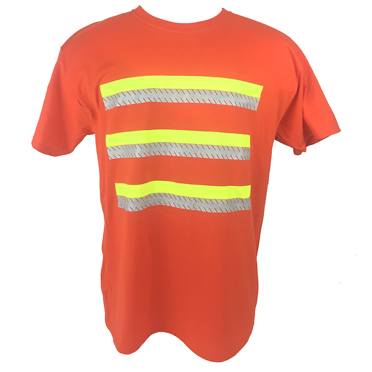 argument Bare overfyldt Studerende WORK 'n MORE - 3-STRIPE SAFETY SHORT SLEEVE T-SHIRT FOR ENHANCED VISIBILITY  - SAFETY ORANGE