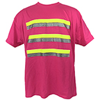 3-STRIPE SAFETY SHORT SLEEVE T-SHIRT FOR ENHANCED VISIBILITY - HELENA PINK