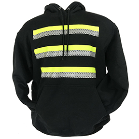 3-STRIPE SAFETY HOODIE FOR ENHANCED VISIBILITY - BLACK