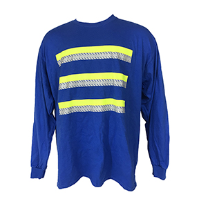 3-STRIPE SAFETY LONG SLEEVE T-SHIRT FOR ENHANCED VISIBILITY - ROYAL BLUE