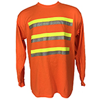 3-STRIPE SAFETY LONG SLEEVE T-SHIRT FOR ENHANCED VISIBILITY - SAFETY ORANGE