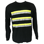 3-STRIPE SAFETY LONG SLEEVE T-SHIRT FOR ENHANCED VISIBILITY - BLACK