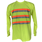 3-STRIPE SAFETY LONG SLEEVE T-SHIRT FOR ENHANCED VISIBILITY - SAFETY GREEN