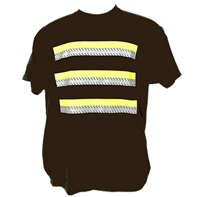 3-STRIPE SAFETY SHORT SLEEVE T-SHIRT FOR ENHANCED VISIBILITY - DARK CHOC