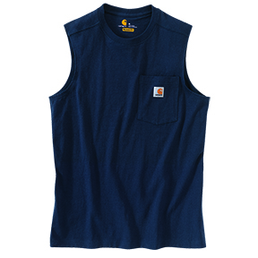 CARHARTT WORKWEAR POCKET SLEEVELESS T-SHIRT - NAVY