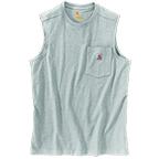 CARHARTT WORKWEAR POCKET SLEEVELESS T-SHIRT - HEATHER GRAY