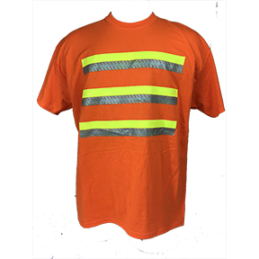 KIDS 3-STRIPE SAFETY SHORT SLEEVE T-SHIRT FOR ENHANCED VISIBILITY - ORANGE