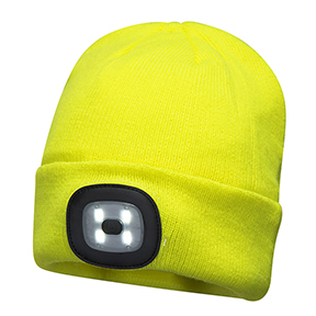 PORTWEST RECHARGEABLE LED BEANIE - YELLOW