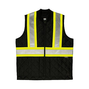 TOUGH DUCK CLASS 1 HIVIS QUILTED CONTRAST ZIPPERED SAFETY VEST - BLACK