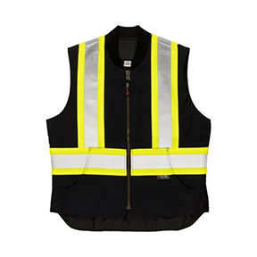 TOUGH DUCK CLASS 1 COTTON SUCK CONTRAST QUILT LINED SAFETY VEST - BLACK