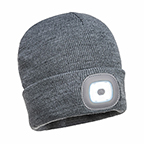PORTWEST RECHARGEABLE TWIN LED HEAD LIGHT BEANIE - GREY