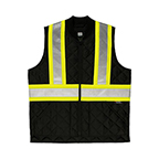 TOUGH DUCK CLASS 1 HIVIS QUILTED CONTRAST ZIPPERED SAFETY VEST - BLACK