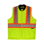 TOUGH DUCK CLASS 2 HIVIS QUILTED CONTRAST ZIPPERED SAFETY VEST - GREEN