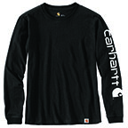 WOMEN'S LOOSE FIT LONG-SLEEVE LOGO SLEEVE T-SHIRT - BLACK