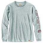 WOMEN'S LOOSE FIT LONG-SLEEVE LOGO SLEEVE T-SHIRT - HEATHER GRAY