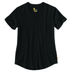 WOMEN'S RELAXED FIT SHORT-SLEEVE V-NECK T-SHIRT - BLACK