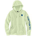 WOMEN'S RELAXED FIT MIDWEIGHT LOGO SLEEVE GRAPHIC SWEATSHIRT - HINT OF LIME
